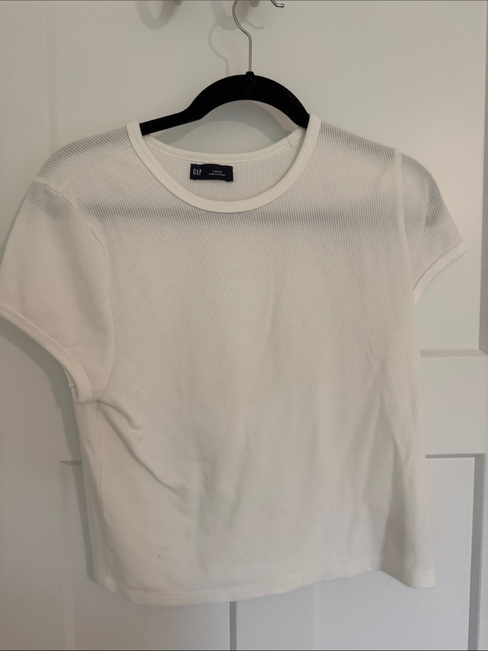 GAP White Ribbed Short Sleeve Crew Tee